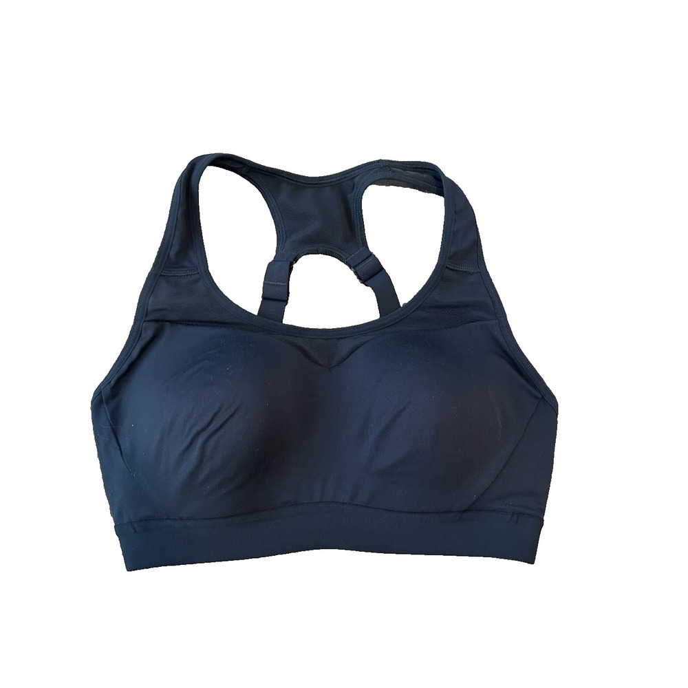 Gymshark High Support Sports Bra Navy Blue Molded Cups Adjustable M Athletic